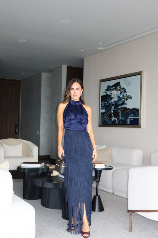 KALILA DRESS AZUL NAVY HALTER