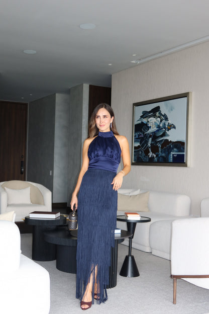 KALILA DRESS AZUL NAVY HALTER