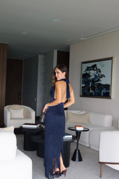 KALILA DRESS AZUL NAVY HALTER