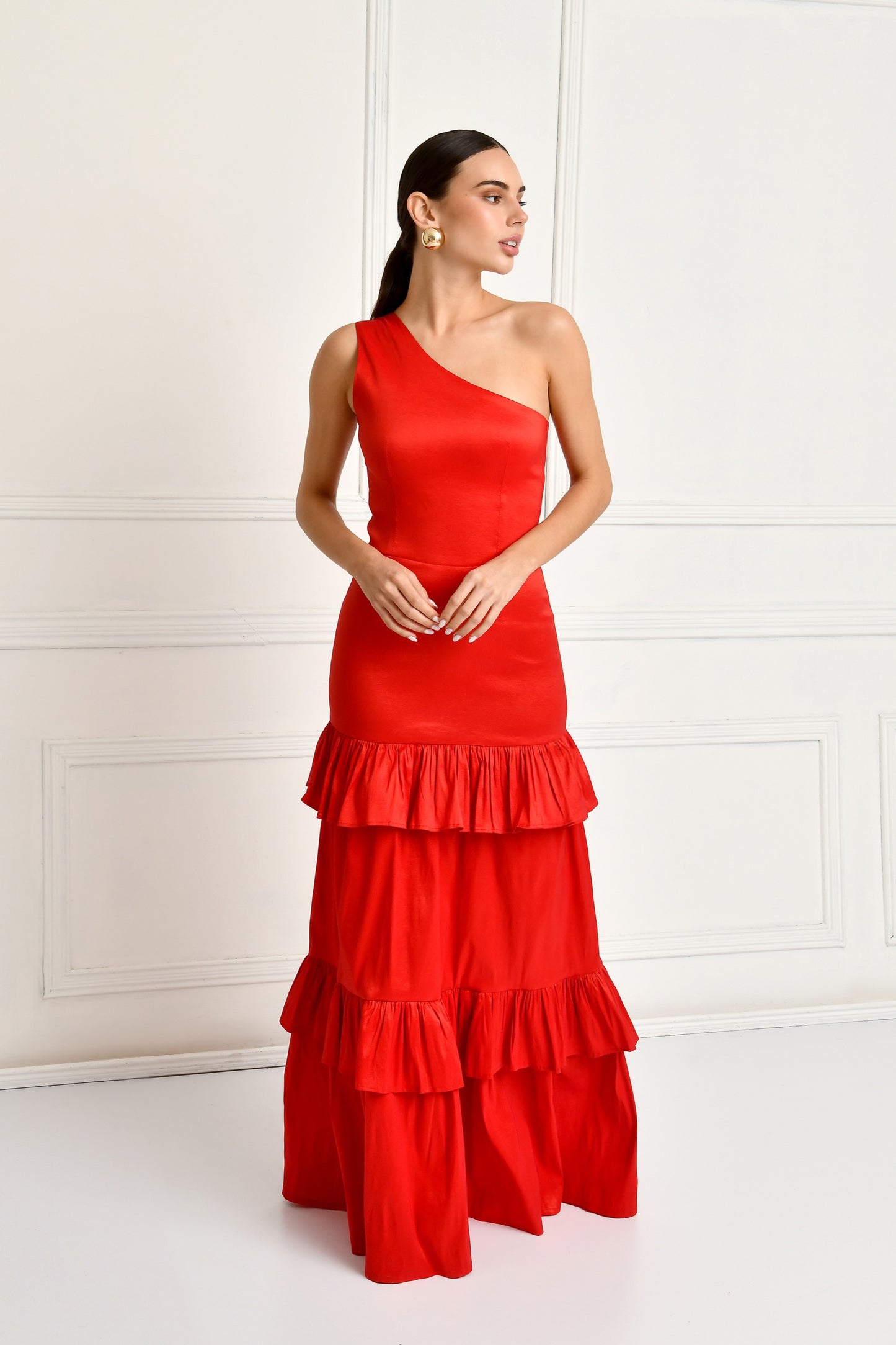 BRINA RED GLAM  DRESS