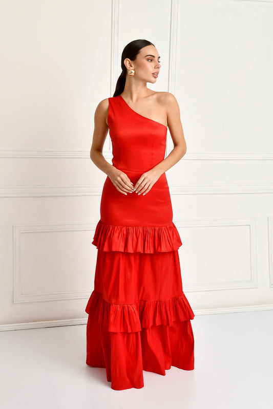 BRINA RED GLAM  DRESS