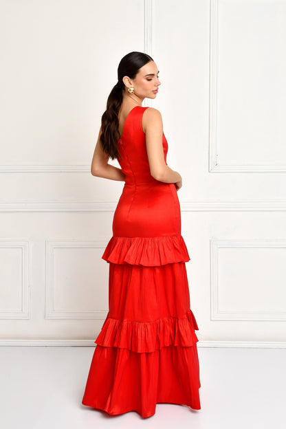 BRINA RED GLAM  DRESS