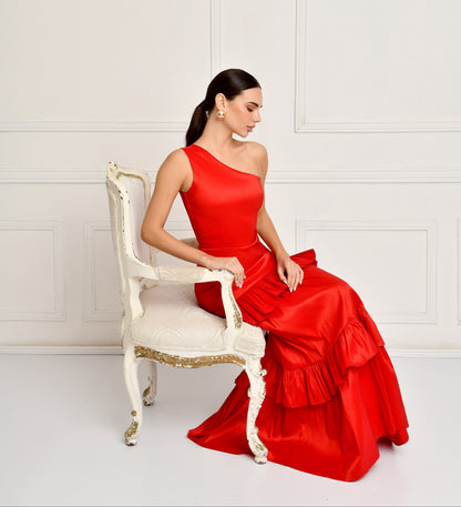 BRINA RED GLAM  DRESS